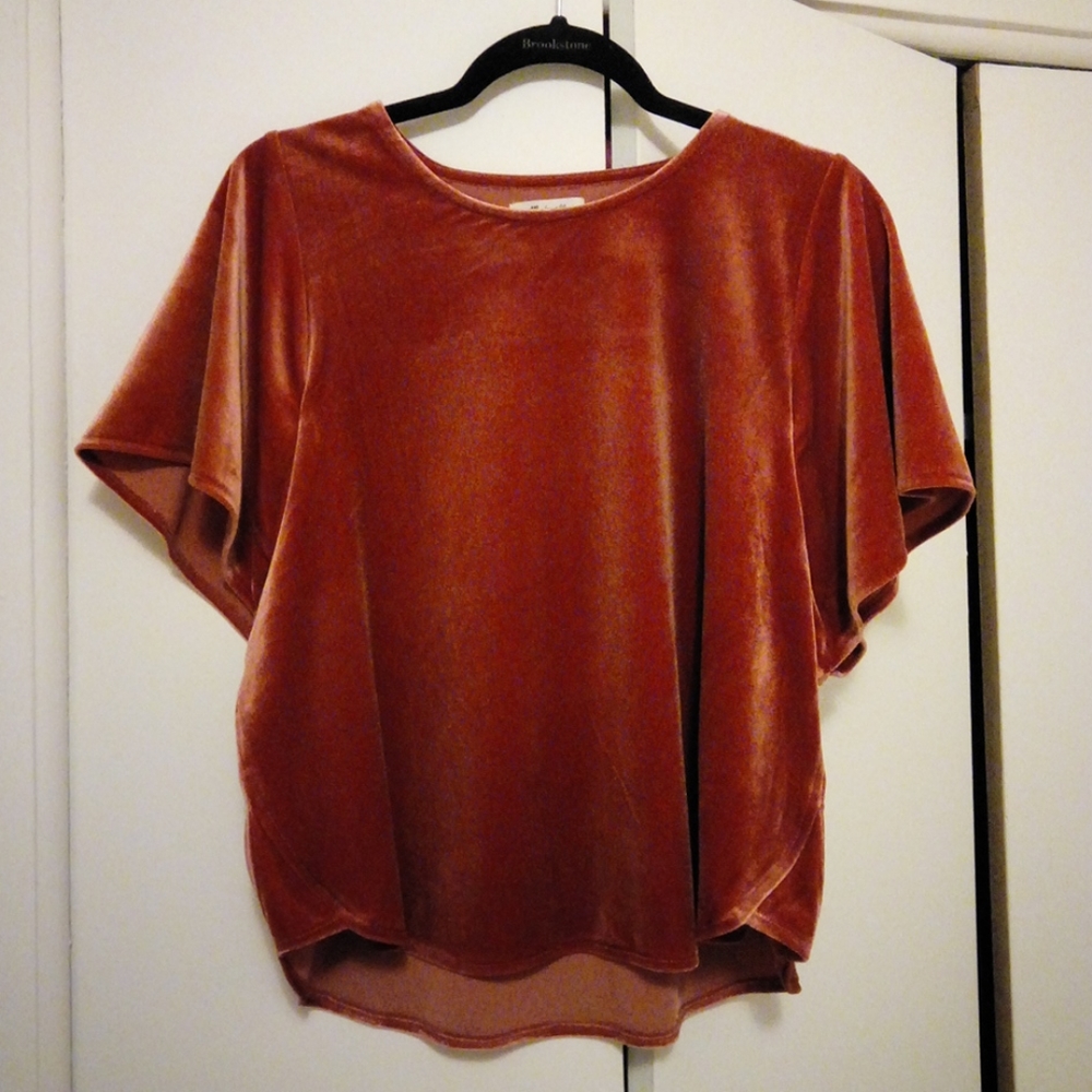 Madewell velvet butterfly top, orange